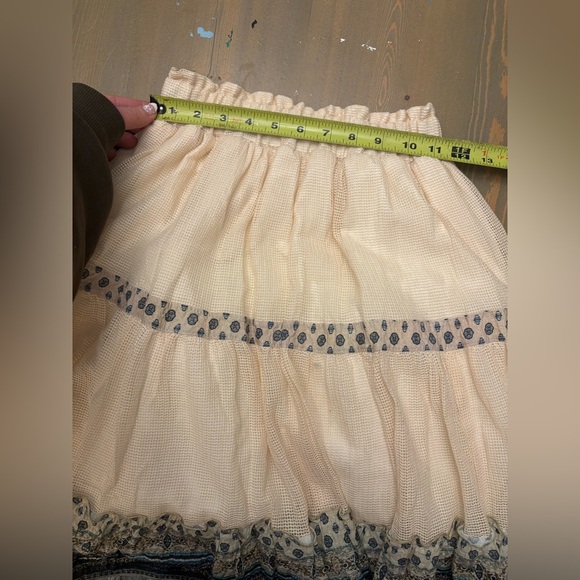 Vintage Fairy Core Bohemian Cream and Blue Patterned Skirt Size Small - Picture 5 of 8